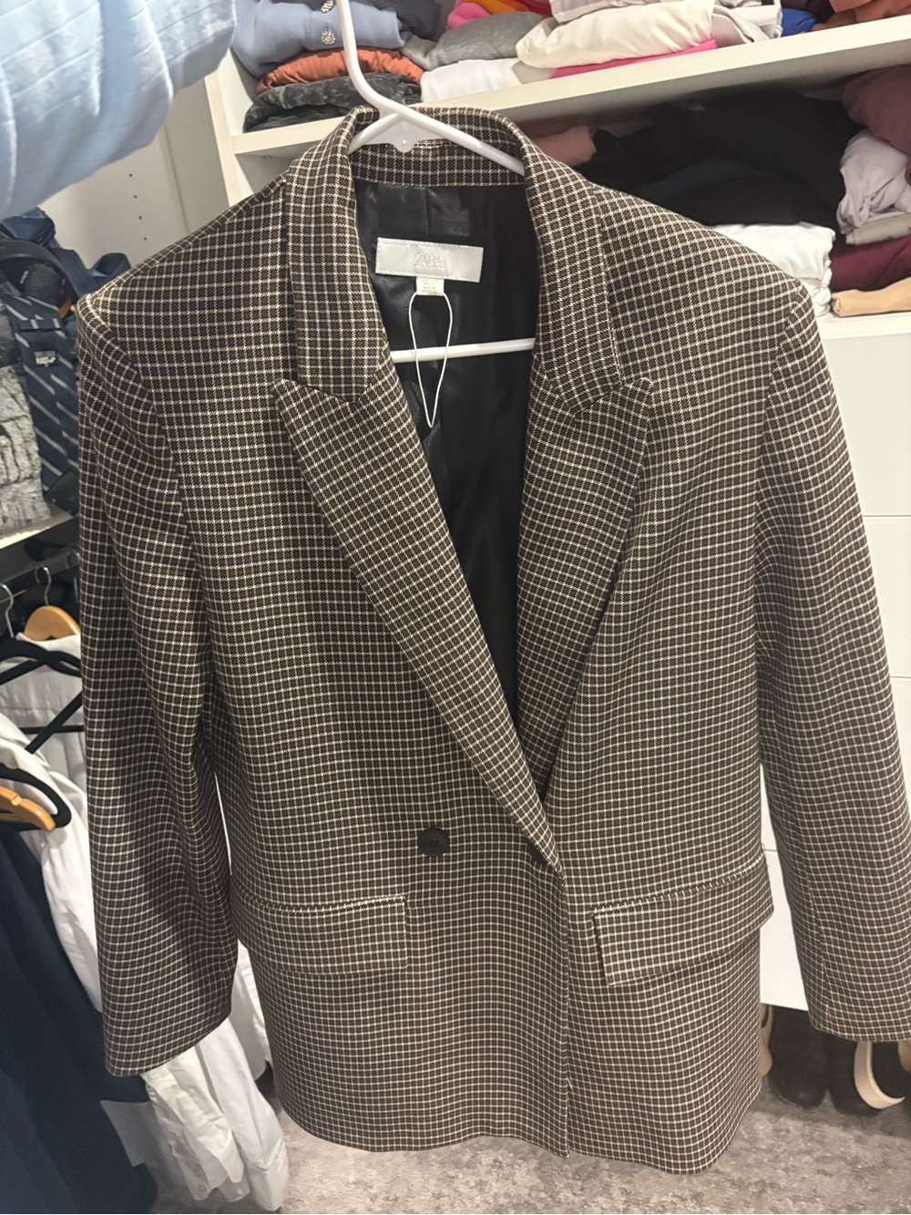 Zara Brown Checkered Blazer( oversized)